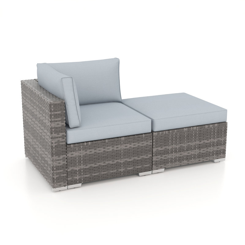 Chaise de patio avec coussins et repose-pieds, Coussin gris clair / structure grise