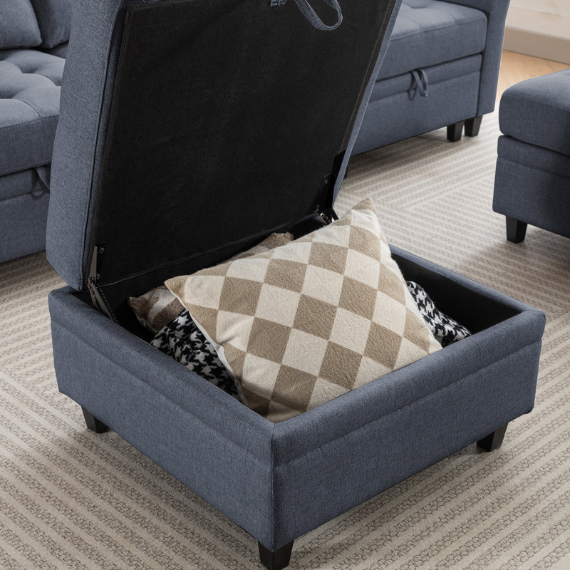Canapé modulaire modulaire en lin avec repose-pieds, Gris foncé