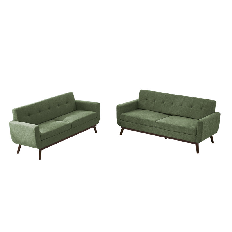  Ensemble de causeuse et canapé, ensemble de salon rembourré et capitonné 2 pièces, Vert