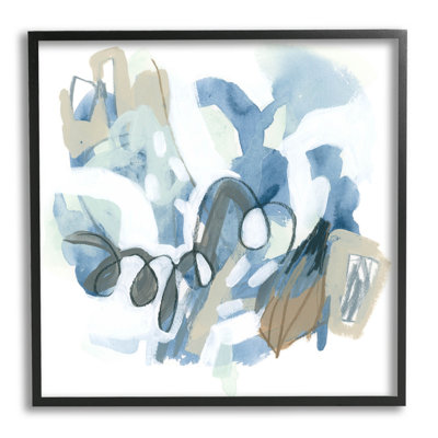 Busy Blue Shapes Arrangement by June Erica Vess - Painting on Canvas