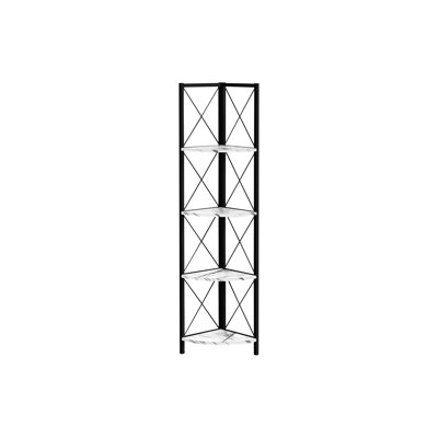 Metal 4 Tier Bookcase In White Marble-like Finish For Office Decor Marble Look Contemporary Spaces