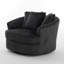 Ultra Plush Faux Rabbit Fur Oversized Swivel Barrel Chair with Three Pillows-2064079546