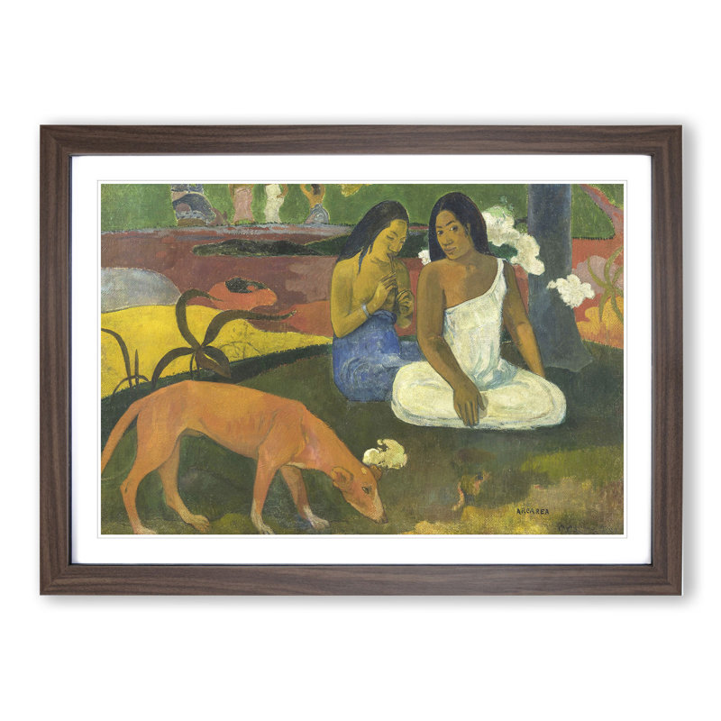 Arearea by Paul Gauguin - Picture Frame Painting, Walnut Framed, 48cm H x 65cm W x 2cm D