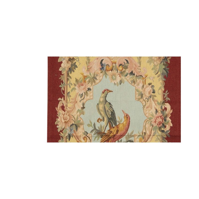 Hand-Knotted High-Quality Red and Beige Runner