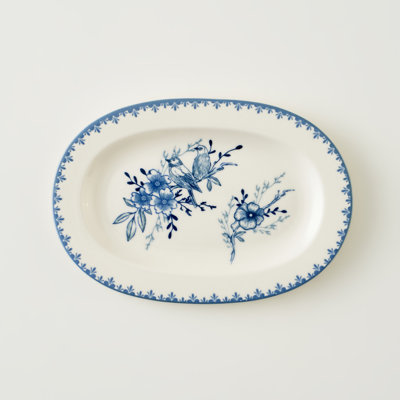 Plateau de service en porcelaine Bleu Blanc