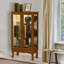 Armoire, porte vitrée à tablettes réglables en verre, diaphane lumineuse avec panneau arrière en miroir et portes trempées