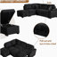 Canapé-lit de 84,75 po, canapé-lit coulissant 2 en 1 avec canapé en forme de L et repose-pieds avec rangement, adapté au salon, à la chambre à coucher et à l'appartement, noir-1705991223