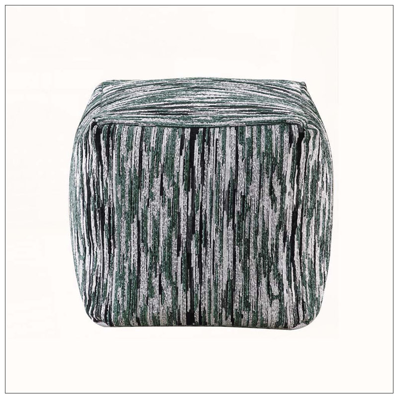 Pouf carré en jacquard avec fond antidérapant, Black