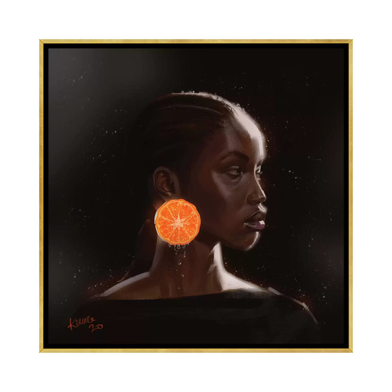 Orange par Adekunle Adeleke - impression d'art graphique, Pas de tapis, H 37 po x l 37 po x P 1,5 po, Toile encadrée d'or