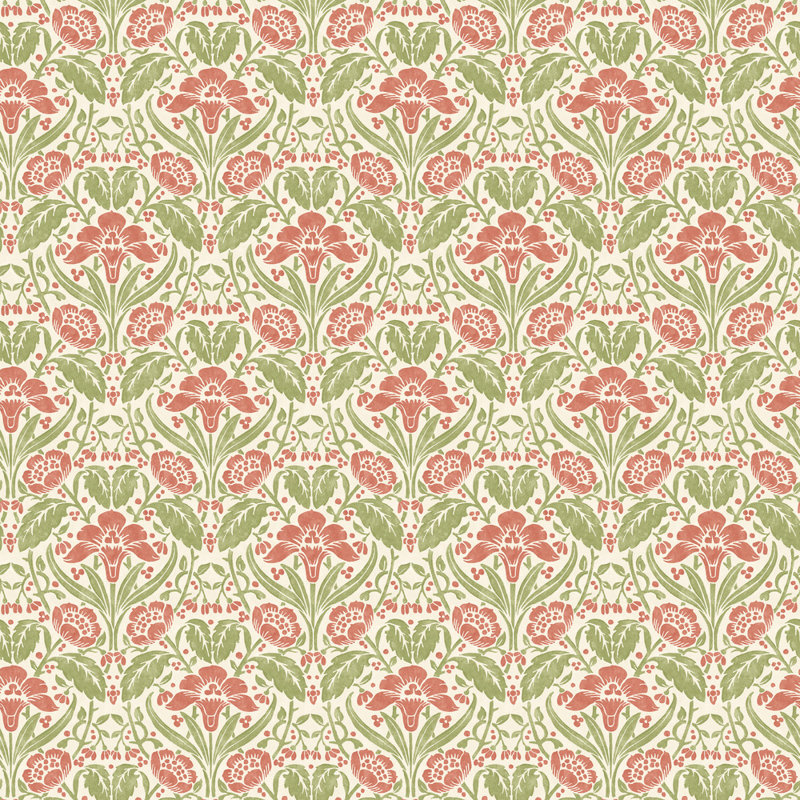 2'9" L x 27.58" W Wallpaper Roll, Pink/Green