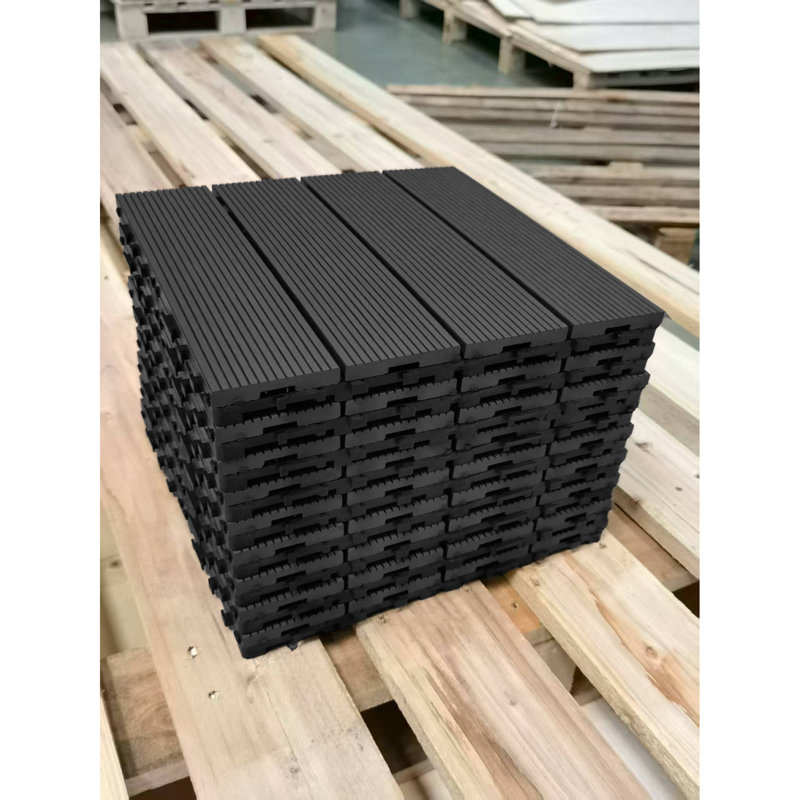 Carreaux en bois-plastique durables et emboîtables pour une utilisation intérieure et extérieure - Revêtement de sol imperméable élégant pour les patios, les balcons et plus encore