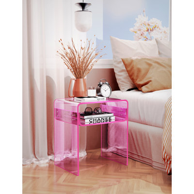 Devontre Modern Acrylic 2-Tier Home Decor, Nightstand, Anti-scratch Modern Side Table