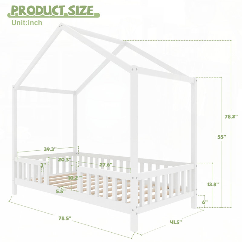 Lit sur pied Montessori, Lit simple, Blanc