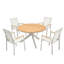 Ensemble de salle à manger d'extérieur rond pour 4 personnes de 47 pouces Enduro, plateau de table en teck et accoudoirs, mobilier de patio toutes saisons