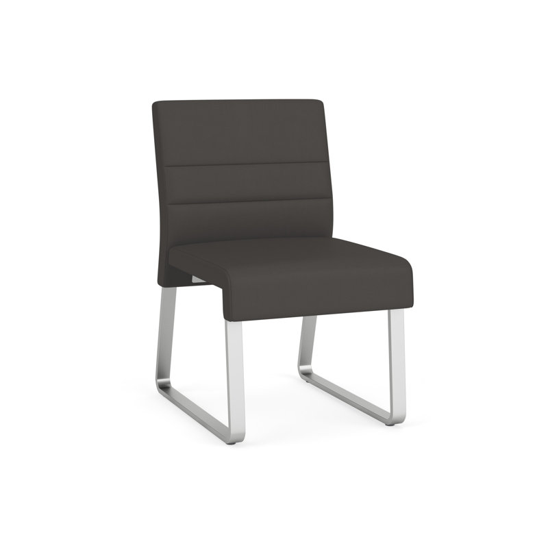 Chaise d'invité sans accoudoirs Waterfall, Argent, Vinyle gris anthracite Patriot Plus