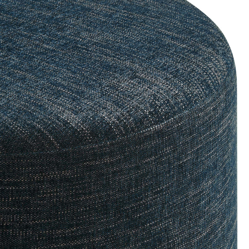 Modway Callum Large 23" Round Woven Heathered Fabric Upholstered Ottoman, Heathered Weave Azure Fabric