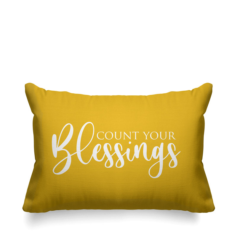 Housse et insert de coussin rectangulaire Aspire Count Your Blessings, Jaune