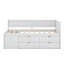 Lit de jour simple avec 4 tiroirs et tablettes de rangement, cadre de lit plateforme en bois avec tête de lit en L, lit d'angle-111445216