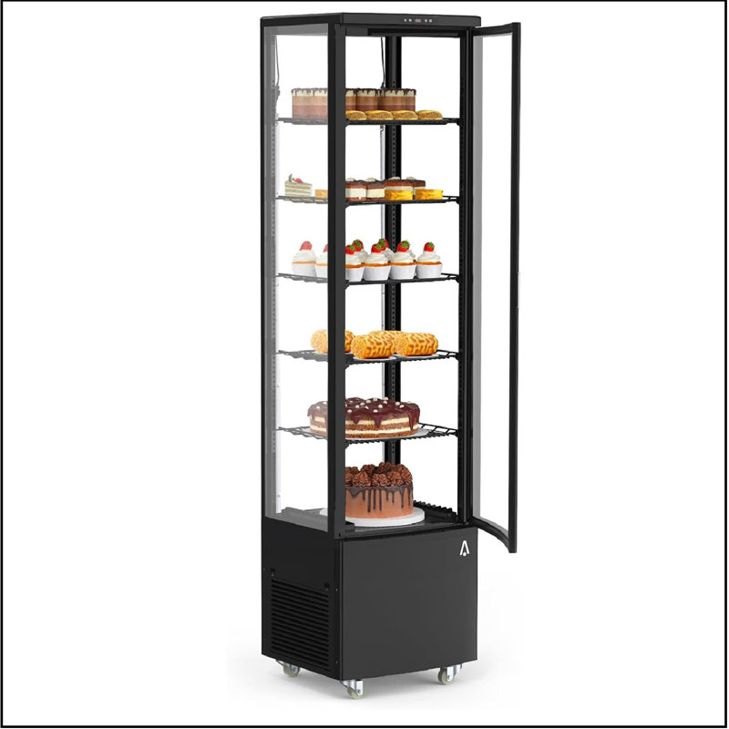 Refrigerated Display Case Commercial, 10.5 Cu. Ft. Display Refrigerator For Bakery With Interior Led Lighting, Adjustable Shelves Air-cooling Automatic Defrost