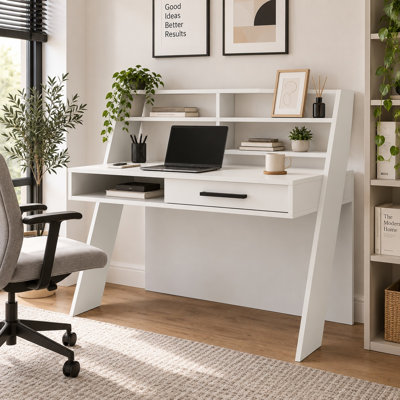 Soho 123cm W Computer Desk with Hutch and Drawer