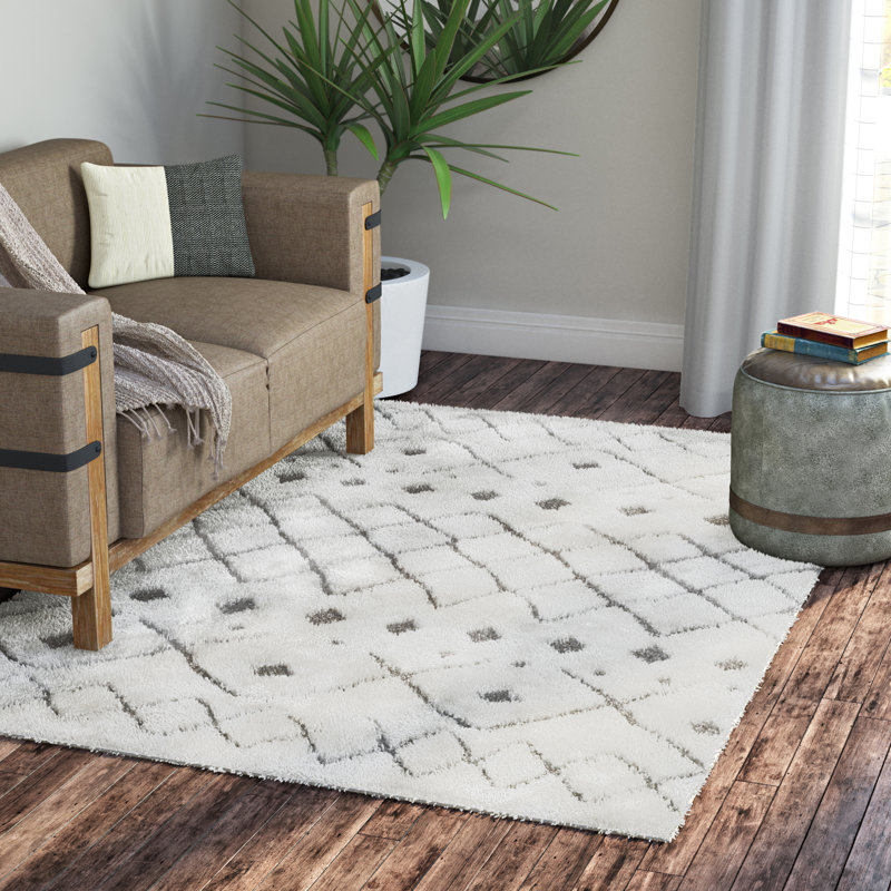 Tapis ivoire à poils longs Olga, Rectangle 3 pi x 5 pi