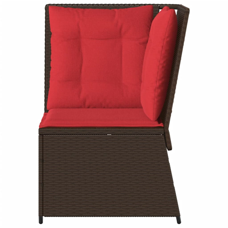Canapé d'angle avec coussins Ebern Designs, Rouge / Brun