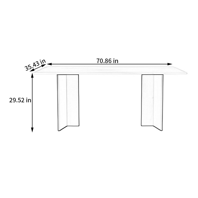 Table de salle à manger Retro, H 29,52 po x L 70,86 po x l 35,43 po, Noir, noir, noir, noir