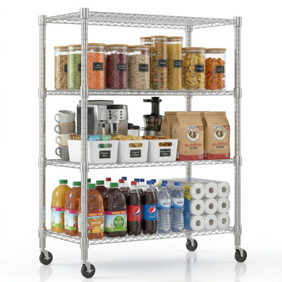 Yelena 90cm W Metal Shelving Unit with Wheels