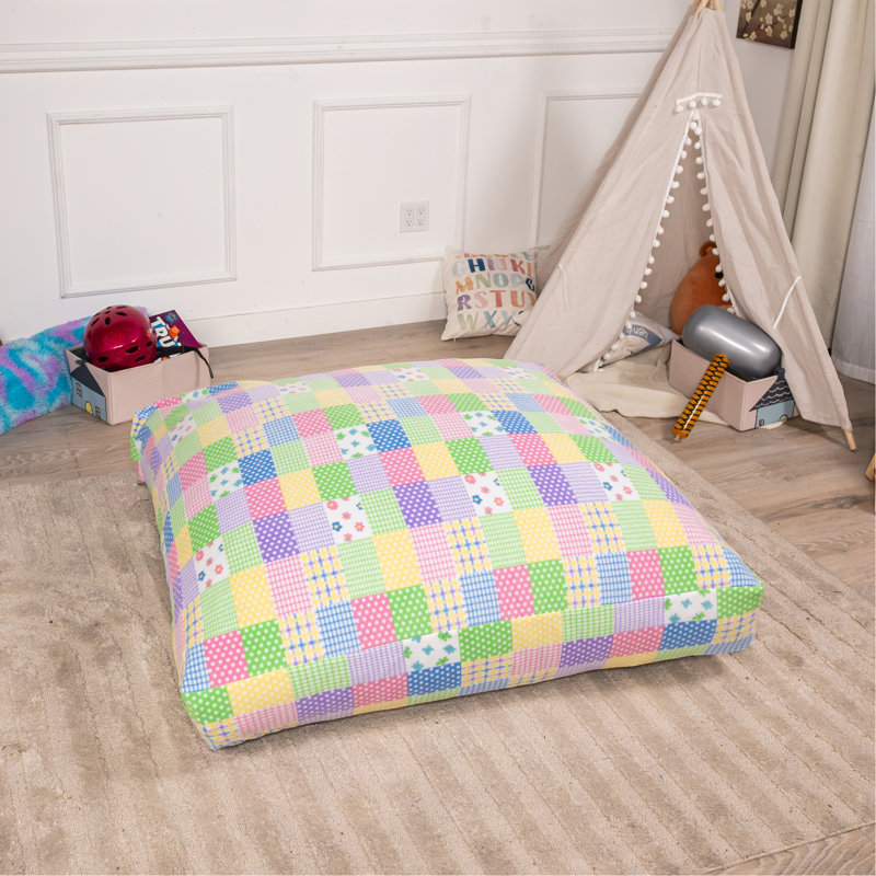Coussin pour enfants et adultes Sensory, H 15,02 po x l 36,02 po x P 36,02 po, Jaune / patchwork vert