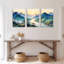 Tableau sur toile tendue représentant un paysage chinois de montagne et de rivière (ensemble de 3)-868756464
