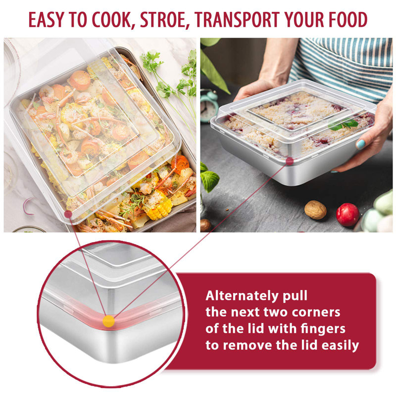 12-Piece Silver Stainless Steel Bakeware Set with Plastic Lids