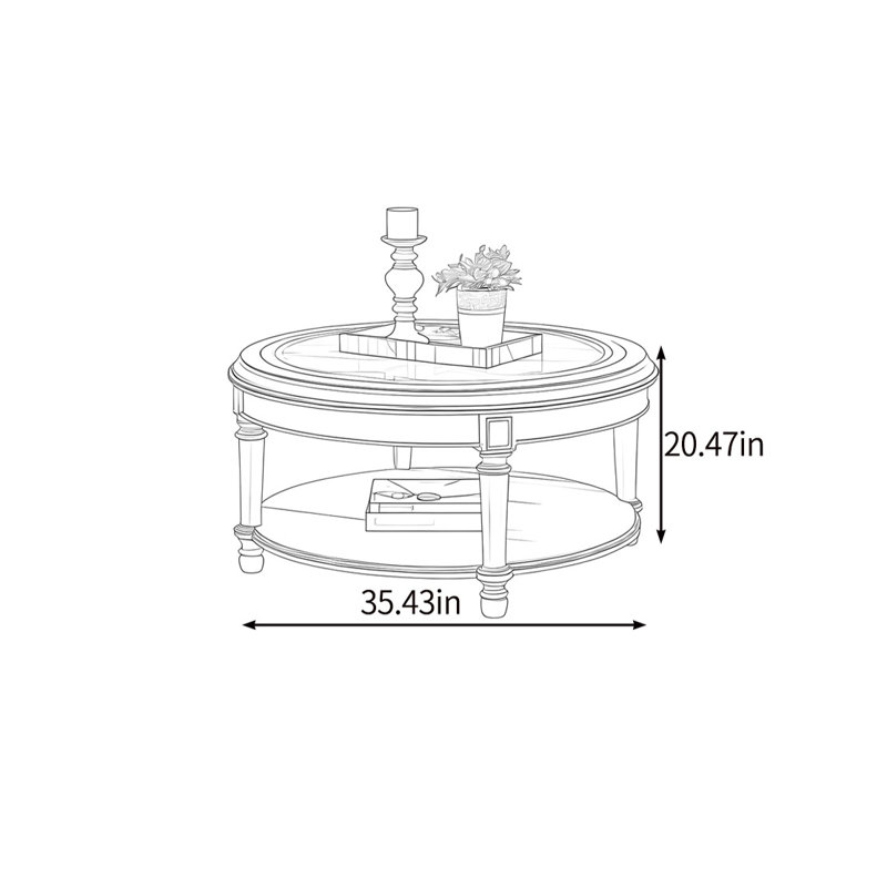 Table basse de style américain rétro, H 20,47 po x L 35,43 po x l 35,43 po, Sarcelle