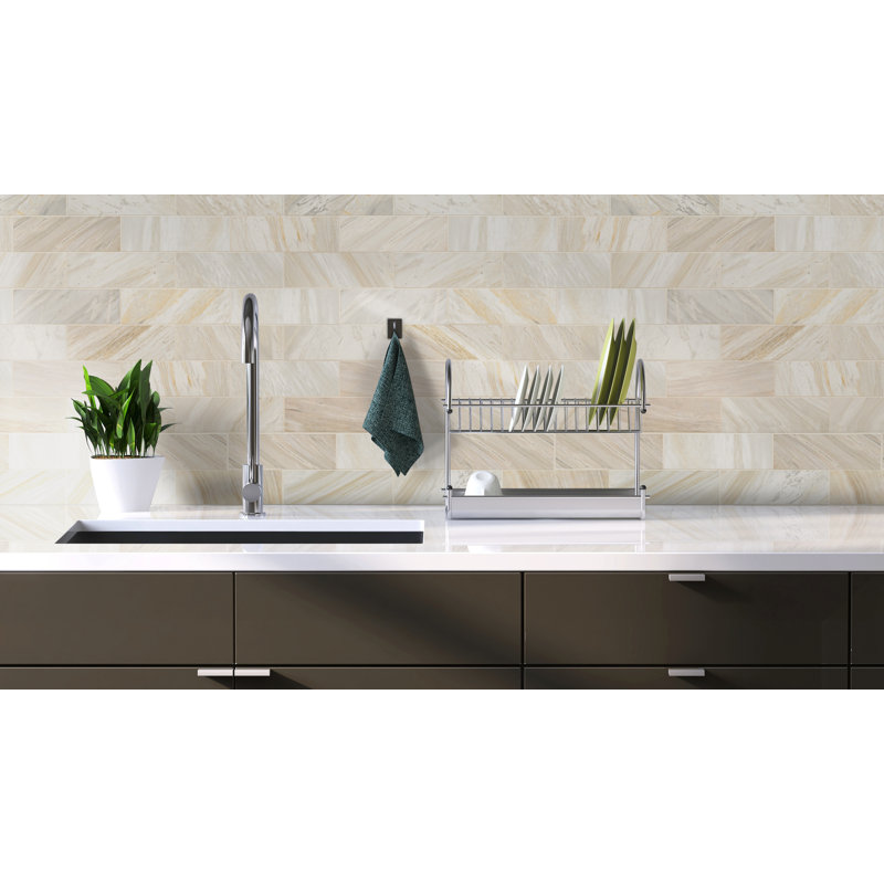 Selene Oro 4 in. x 12 in. Honed Marble Subway Floor and Wall Tile