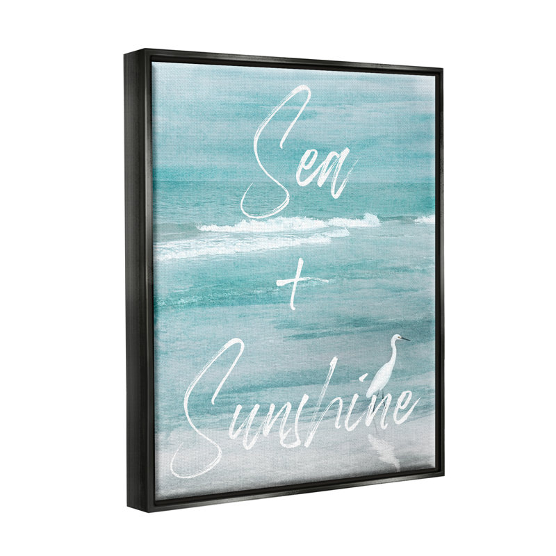 Expression de la mer et du soleil, Cadre flottant noir de jais, H 21 po x l 17 po x P 1,7 po
