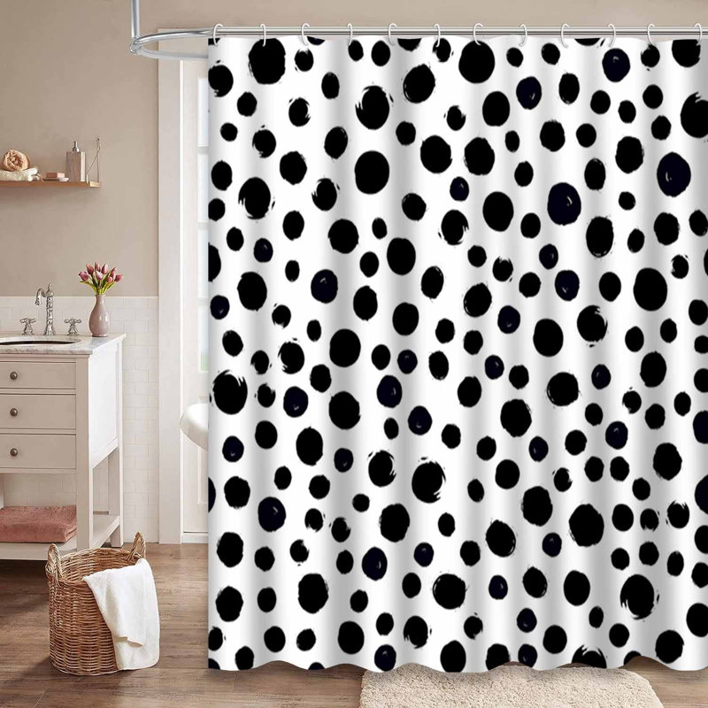 Rideau de douche blanc à motif de croquis à 12 crochets, L 72 po x l 84 po
