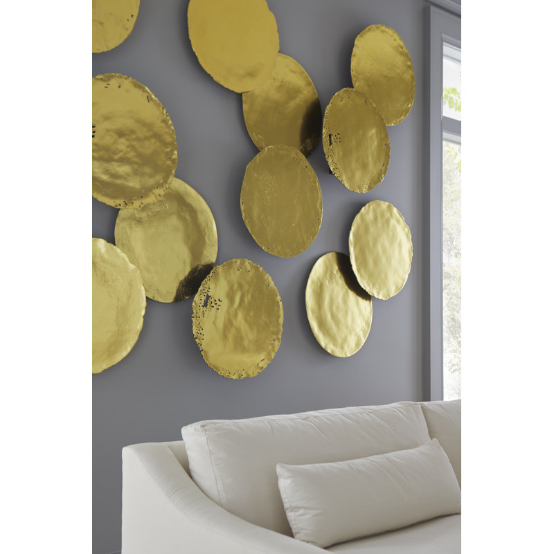 Cast Oil Drum Wall Discs, Gold Leaf, Set of 4