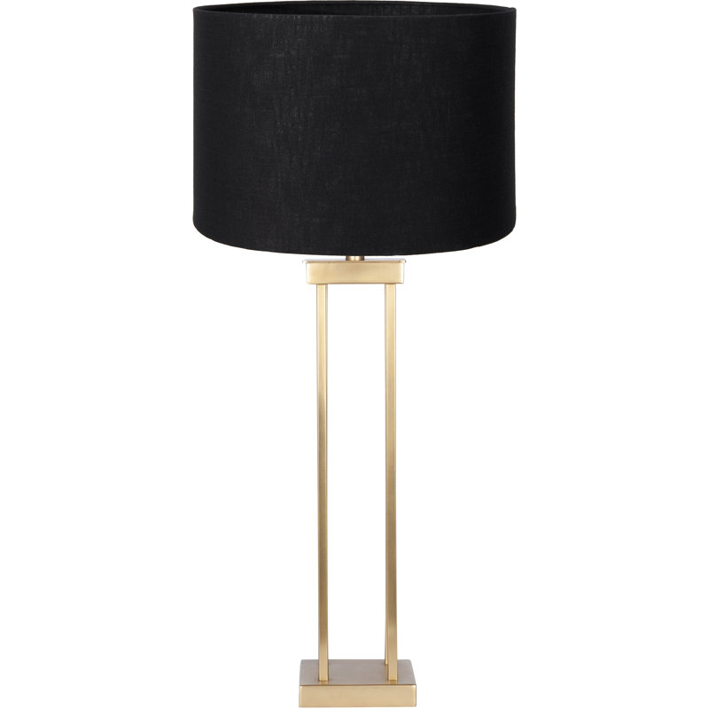 Metal Table Lamp, Linen, Gold, Black