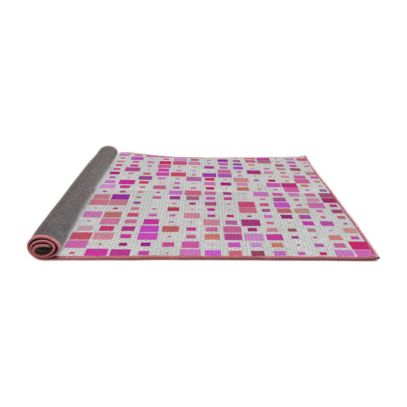Tapis blanc/rose à motifs, Rond 8 pi