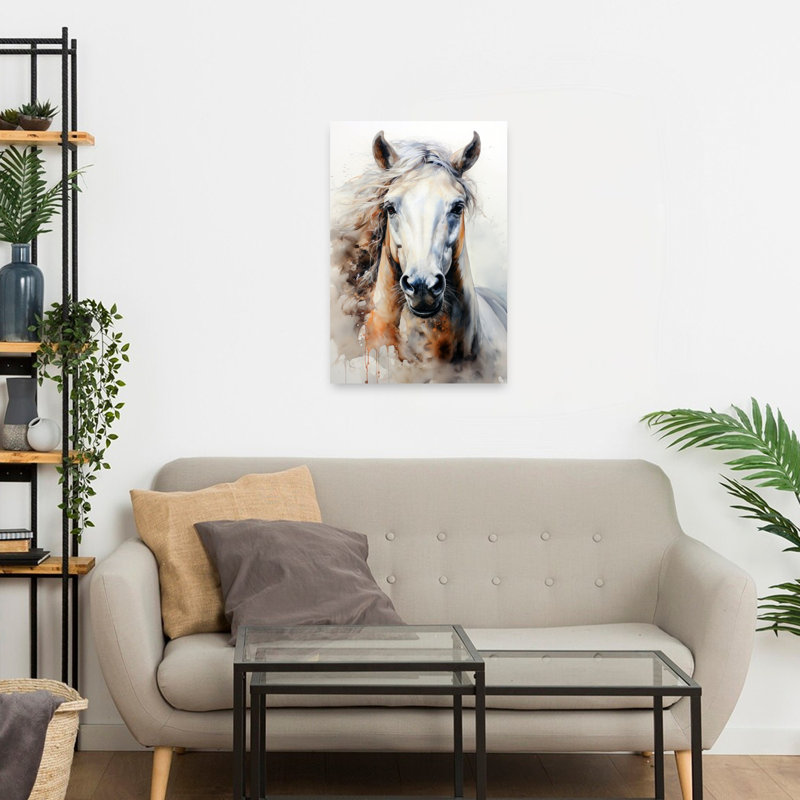 Art mural majestueux, cheval éthéré contemporain contemporain, H 24 po x l 16 po