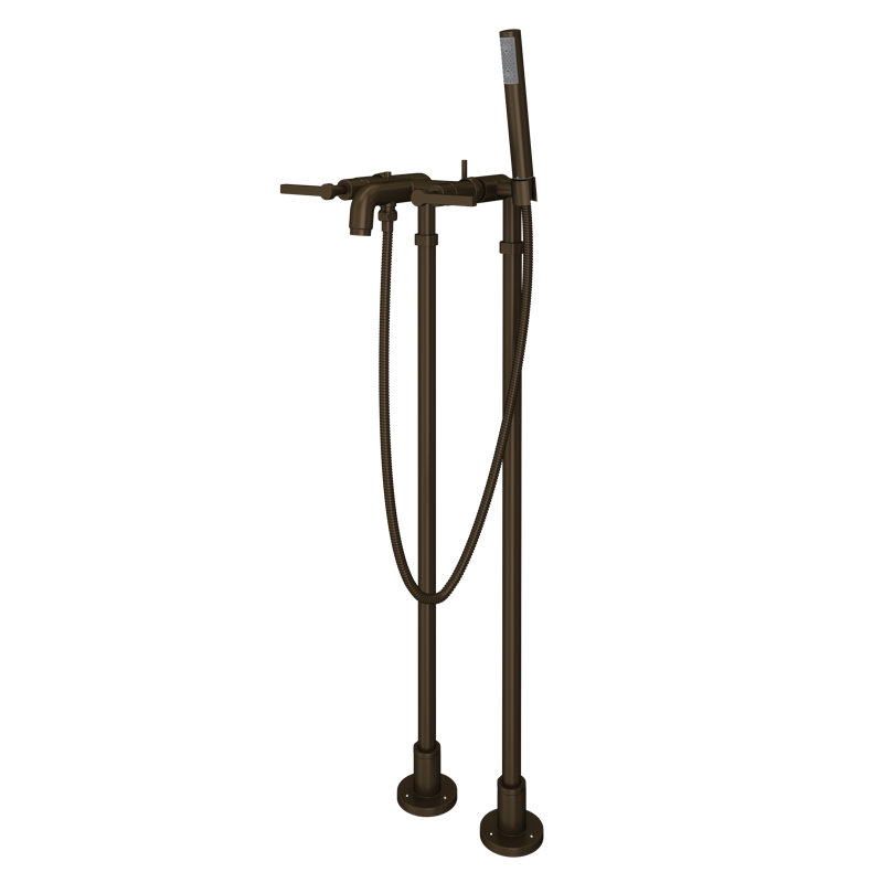 Lombardia Floor Mount Tub Filler, Tuscan Brass, Lever Handle