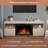 60" Electric Fireplace TV Stand with Remote,4 Flame & 12 Crystal Colors with Auto-Glow,Fully Adjustable 3D Flame,Sleep Timer & Safety Protection,Light Oak-1480095828