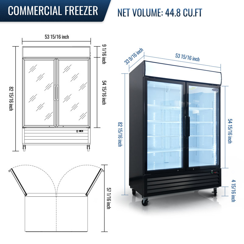 Daheat 44.8 Cubic Feet 2 Glass Door Merchandiser Freezer