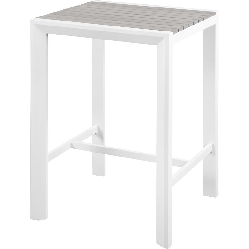 Noland Square Metal Outdoor Bar Table , 28'' in. W 28'' in. D, Light Gray/White