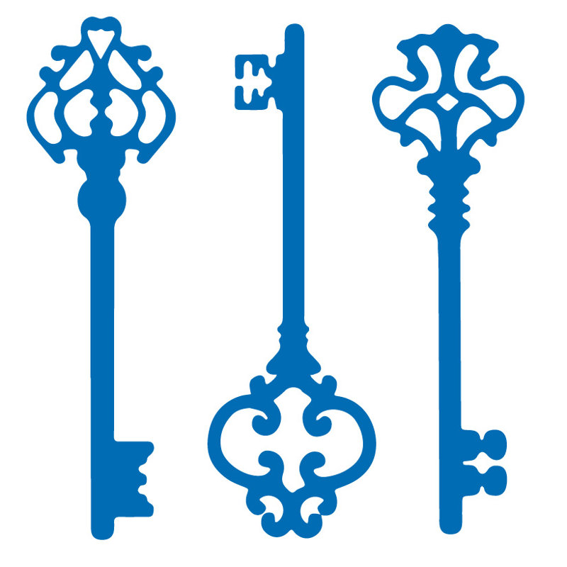 Décalcomanie murale clés squelettes, H 45 po x l 46 po x P 0,01 po, Bleu azur