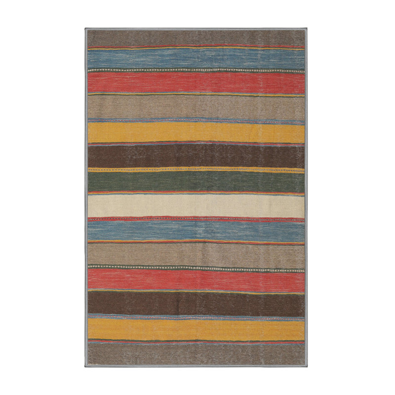 Tapis noir/beige/gris contemporain, Rectangle 5 pi x 7 pi