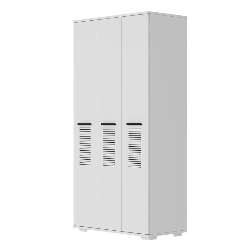 Aithusa 3 Door Solid + Manufactured Wood Wardrobe