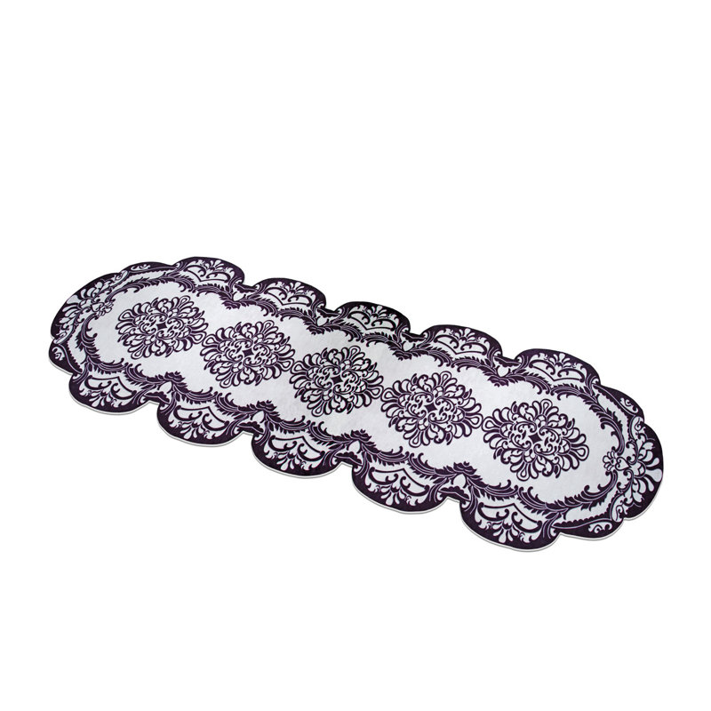Tapis mauve / blanc en polyester tissé à la machine Novelty élisondo, Nouveauté 2 pi 7 po x 6 pi 7 po