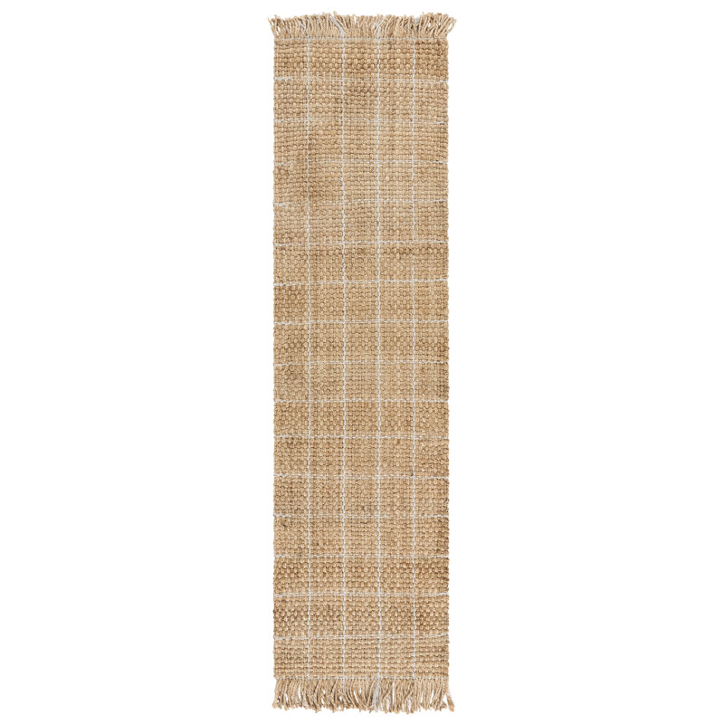 Tapis en jute tissé à la main Cesena, Tapis de couloir 2 pi 3 po x 8 pi