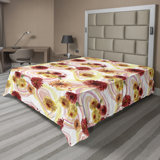Ambesonne Floral Aquarelle Flat Sheet Gerbera Groovy Art Blush Raspberry Mustard