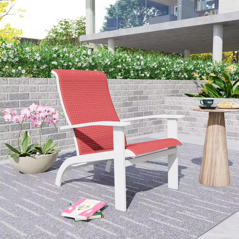 Lantha Patio Lounge Chair, White, Pink